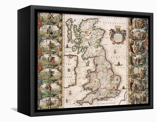 Britain as It Was Devided in the Tyme of the Englishe Saxons, 1616-John Speed-Framed Premier Image Canvas