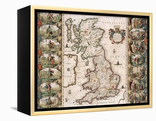 Britain as It Was Devided in the Tyme of the Englishe Saxons, 1616-John Speed-Framed Premier Image Canvas