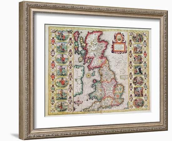 Britain As It Was Devided In The Tyme of the Englishe Saxons especially during their Heptarchy-John Speed-Framed Giclee Print