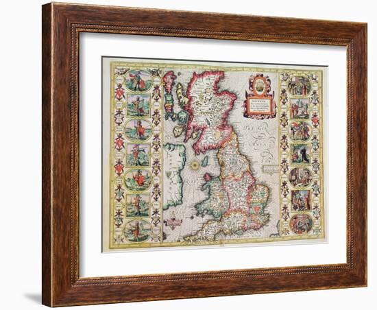 Britain As It Was Devided In The Tyme of the Englishe Saxons especially during their Heptarchy-John Speed-Framed Giclee Print