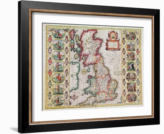 Britain As It Was Devided In The Tyme of the Englishe Saxons especially during their Heptarchy-John Speed-Framed Giclee Print