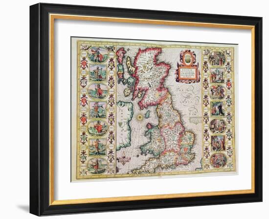 Britain As It Was Devided In The Tyme of the Englishe Saxons especially during their Heptarchy-John Speed-Framed Giclee Print