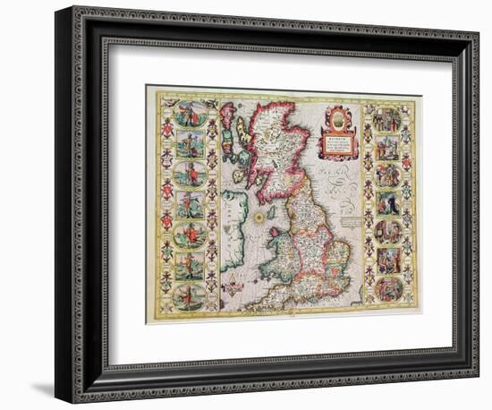 Britain As It Was Devided In The Tyme of the Englishe Saxons especially during their Heptarchy-John Speed-Framed Giclee Print