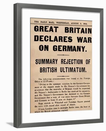 Britain Declares War on Germany, 1914 (1935)-null-Framed Giclee Print