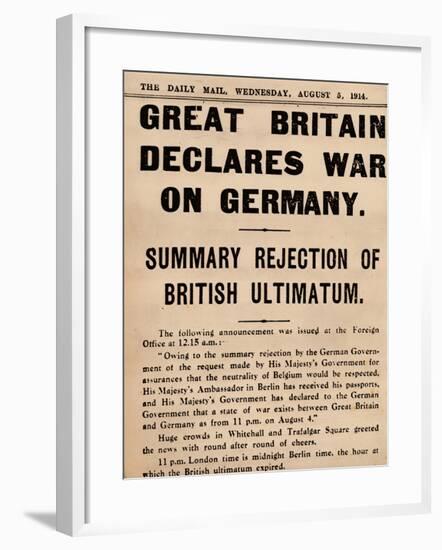 Britain Declares War on Germany, 1914 (1935)-null-Framed Giclee Print