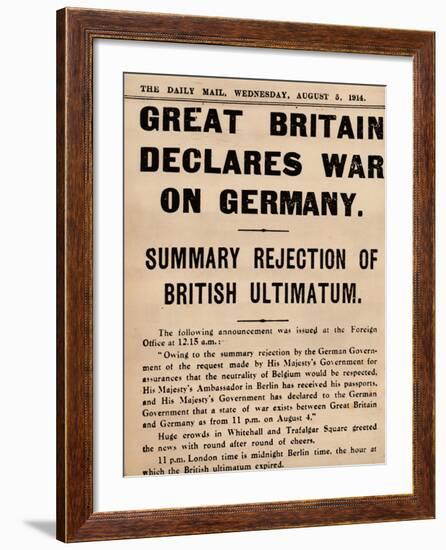 Britain Declares War on Germany, 1914 (1935)-null-Framed Giclee Print