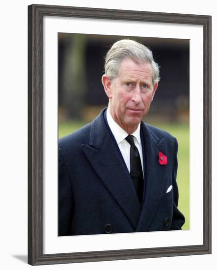 Britain's Prince of Wales Visits the Royal Hospital, Chelsea, London Home of the Chelsea Pensioners-null-Framed Photographic Print