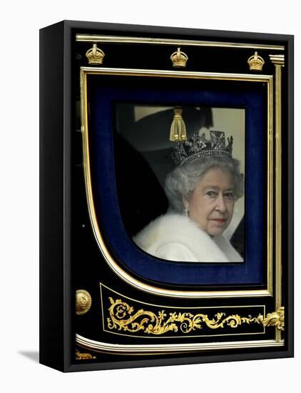 Britain's Queen Elizabeth II Arrives Back at Buckingham Palace in Her State Coach-null-Framed Premier Image Canvas