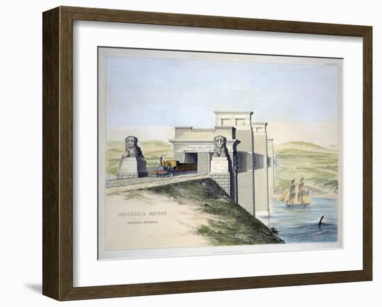 'Britannia Bridge, Anglesey Entrance', Wales, 1849-George Hawkins-Framed Giclee Print