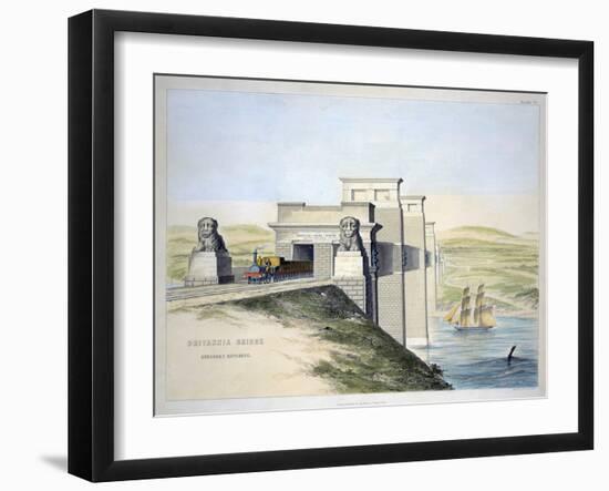 'Britannia Bridge, Anglesey Entrance', Wales, 1849-George Hawkins-Framed Giclee Print