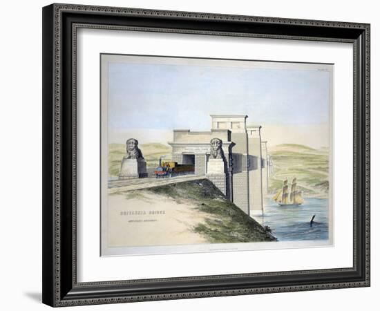 'Britannia Bridge, Anglesey Entrance', Wales, 1849-George Hawkins-Framed Giclee Print