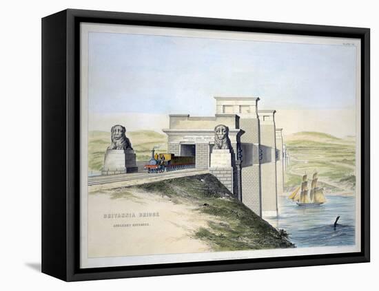 'Britannia Bridge, Anglesey Entrance', Wales, 1849-George Hawkins-Framed Premier Image Canvas