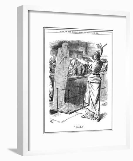 Britannia Holding Back Cholera at British Ports, 1892-John Tenniel-Framed Giclee Print