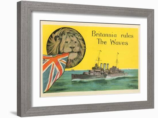 Britannia Rules the Waves, Battleship-null-Framed Art Print