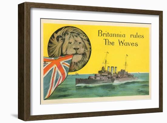 Britannia Rules the Waves, Battleship-null-Framed Art Print