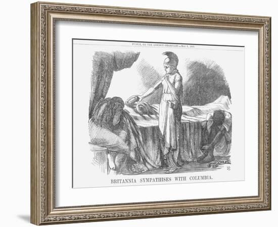 Britannia Sympathises with Columbia, 1865-John Tenniel-Framed Giclee Print