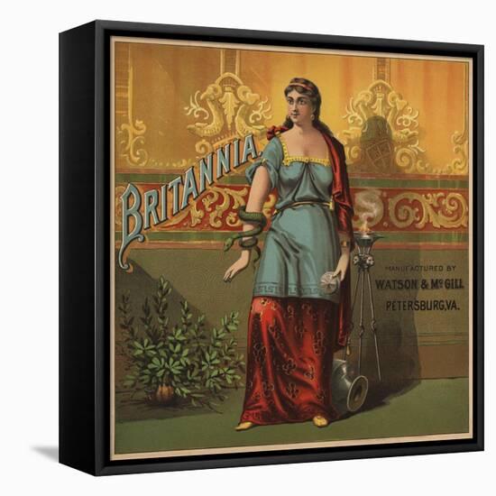 Britannia Tobacco Crate Label-null-Framed Premier Image Canvas