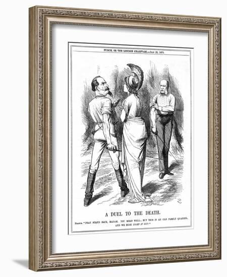 Britannia Trying to Restrain Napoleon III from Embarking on War with Germany, 1870-John Tenniel-Framed Giclee Print