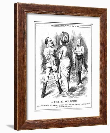 Britannia Trying to Restrain Napoleon III from Embarking on War with Germany, 1870-John Tenniel-Framed Giclee Print