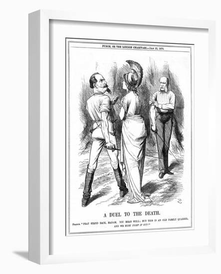 Britannia Trying to Restrain Napoleon III from Embarking on War with Germany, 1870-John Tenniel-Framed Giclee Print