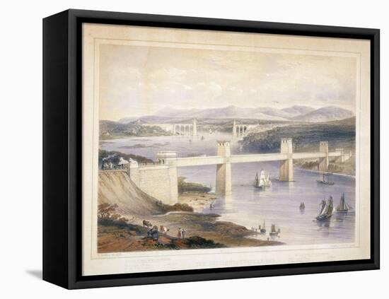 Britannia Tubular Bridge over the Menai Straits, Wales, C1850-C1852-George Hawkins-Framed Premier Image Canvas