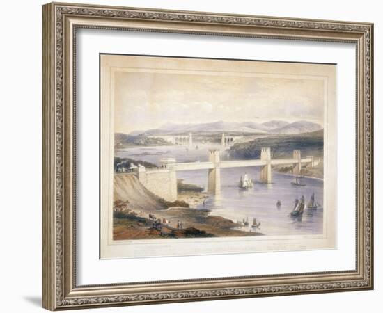 Britannia Tubular Bridge over the Menai Straits, Wales, C1850-C1852-George Hawkins-Framed Giclee Print