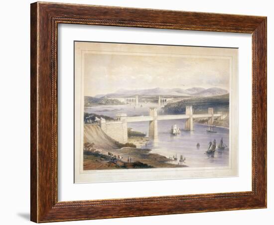 Britannia Tubular Bridge over the Menai Straits, Wales, C1850-C1852-George Hawkins-Framed Giclee Print