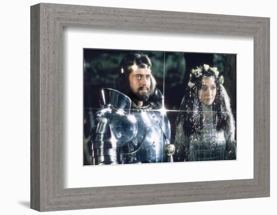 British actors Nigel Terry as King Arthur and Robert Addie as Mordred in the, 1981 film "Excalibur"-null-Framed Photo