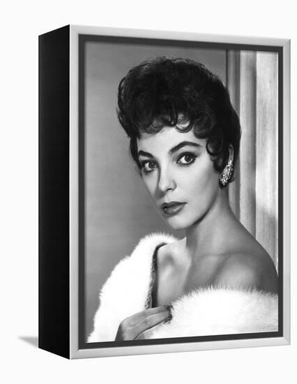 British actress Joan Collins in the 50's (b/w photo)-null-Framed Stretched Canvas
