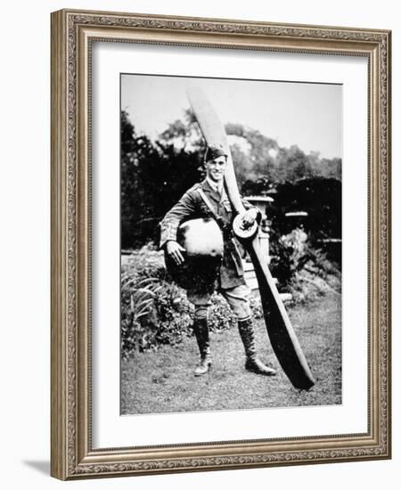 British Air Ace Albert Ball Holding Trophies from His 43rd Victory, c.1917-English Photographer-Framed Photographic Print