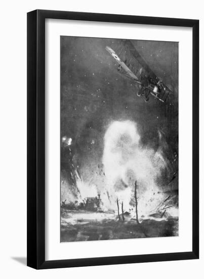 British Air Bombardment over the German Lines, World War I, 1914-1918-Joseph Simpson-Framed Giclee Print