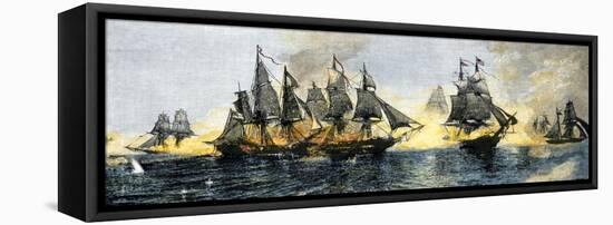 British and American Ships Engaged in the Battle of Lake Erie, 1813-null-Framed Premier Image Canvas