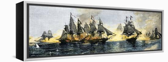 British and American Ships Engaged in the Battle of Lake Erie, 1813-null-Framed Premier Image Canvas