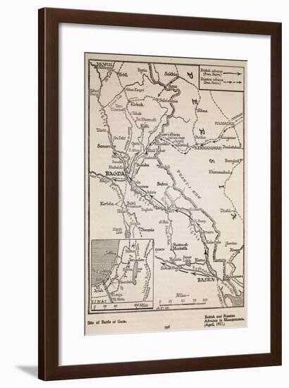 British and Russian Advance in Mesopotamia, April 1917-null-Framed Giclee Print