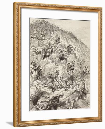 British and Scottish Troops Retreating from the Battle of Majuba Hill During the First Boer War-null-Framed Giclee Print