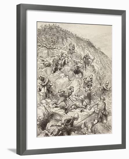 British and Scottish Troops Retreating from the Battle of Majuba Hill During the First Boer War-null-Framed Giclee Print