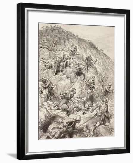 British and Scottish Troops Retreating from the Battle of Majuba Hill During the First Boer War-null-Framed Giclee Print