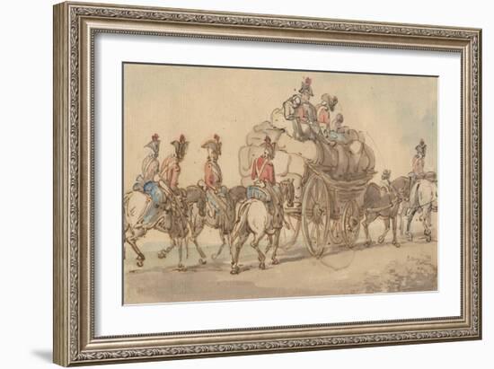 British Army Baggage Wagon and Escort, C.1800-Thomas Rowlandson-Framed Giclee Print