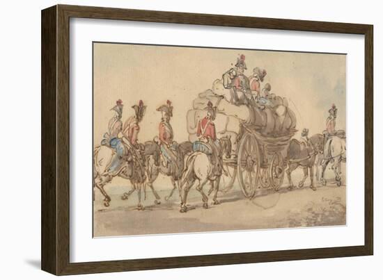 British Army Baggage Wagon and Escort, C.1800-Thomas Rowlandson-Framed Giclee Print