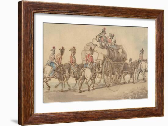 British Army Baggage Wagon and Escort, C.1800-Thomas Rowlandson-Framed Giclee Print