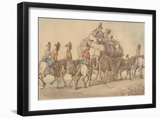 British Army Baggage Wagon and Escort, C.1800-Thomas Rowlandson-Framed Giclee Print