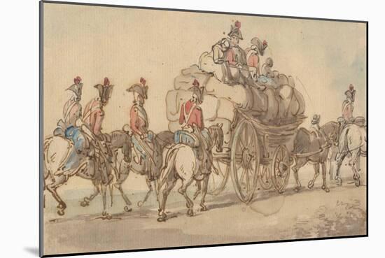 British Army Baggage Wagon and Escort, C.1800-Thomas Rowlandson-Mounted Giclee Print