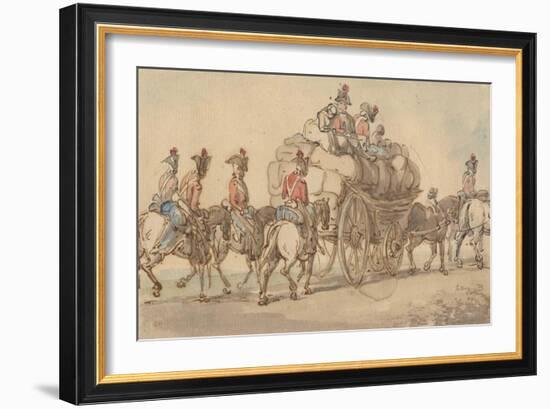 British Army Baggage Wagon and Escort, C.1800-Thomas Rowlandson-Framed Giclee Print