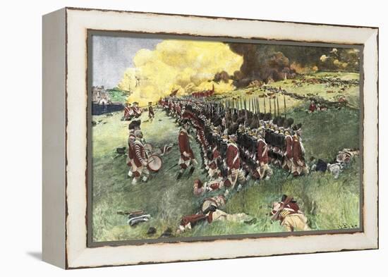 British Army Marching in Formation Up Breed's Hill in the Battle of Bunker Hill, c.1775-null-Framed Premier Image Canvas