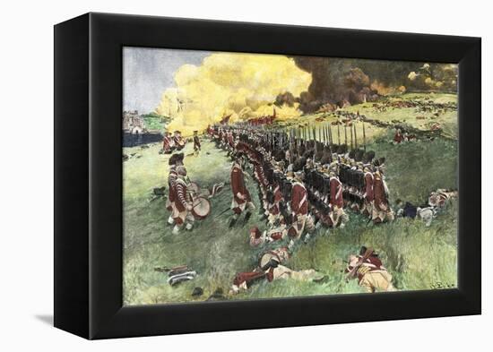 British Army Marching in Formation Up Breed's Hill in the Battle of Bunker Hill, c.1775-null-Framed Premier Image Canvas