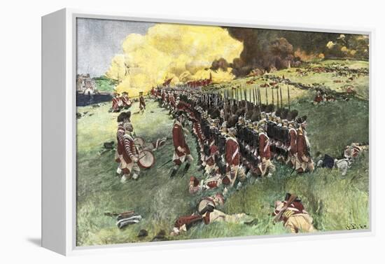 British Army Marching in Formation Up Breed's Hill in the Battle of Bunker Hill, c.1775-null-Framed Premier Image Canvas