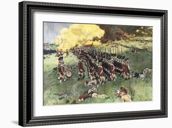 British Army Marching in Formation Up Breed's Hill in the Battle of Bunker Hill, c.1775-null-Framed Giclee Print