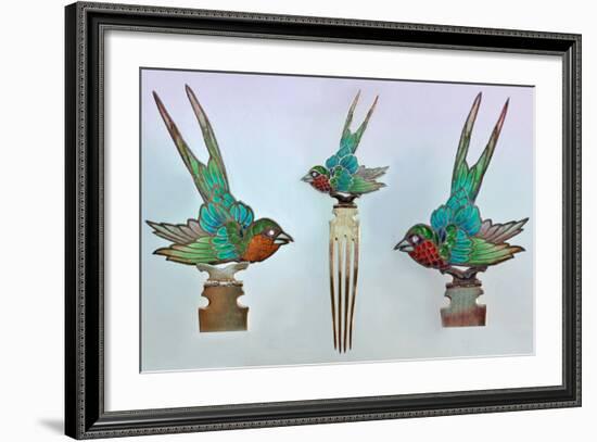 British Arts and Crafts Hair Combs with Swallows-null-Framed Photographic Print