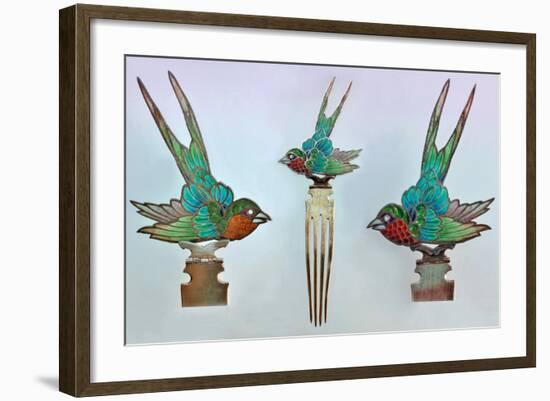 British Arts and Crafts Hair Combs with Swallows-null-Framed Photographic Print