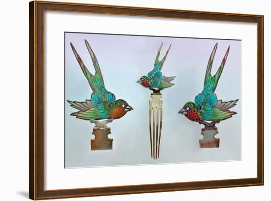 British Arts and Crafts Hair Combs with Swallows-null-Framed Photographic Print